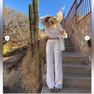 Jubilee Apparel Knitted Waffle Pants Cropped Top Set - Matching 2pc Loungewear